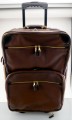 Mulholland Brothers Chocolate Leather 25" Carry On Suitcase Bag - Front with handle