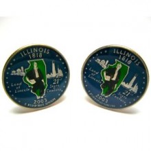 Illinois State US Quarter Cufflinks